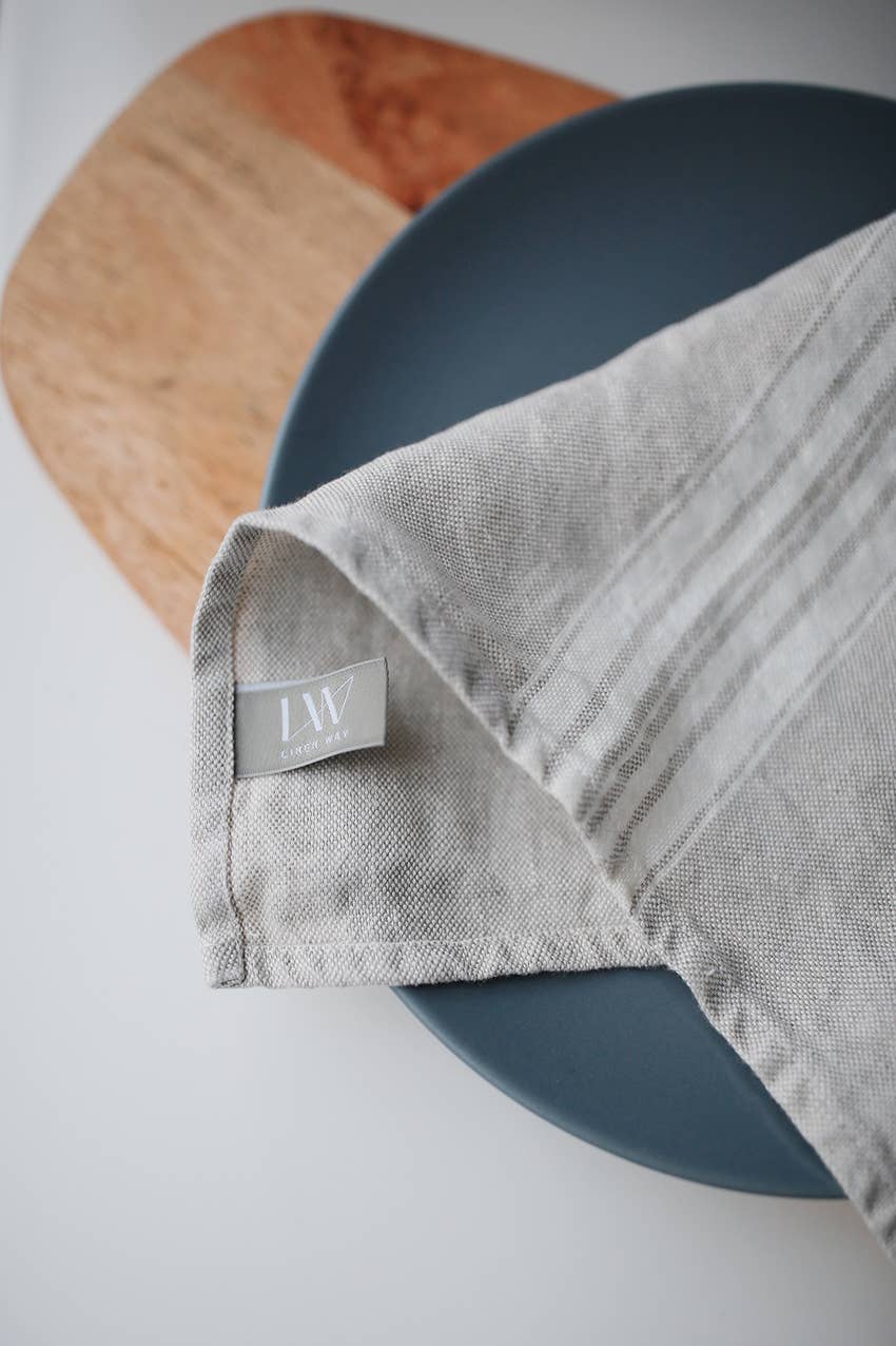 Maison Linen Tea Towel - Beige stripe
