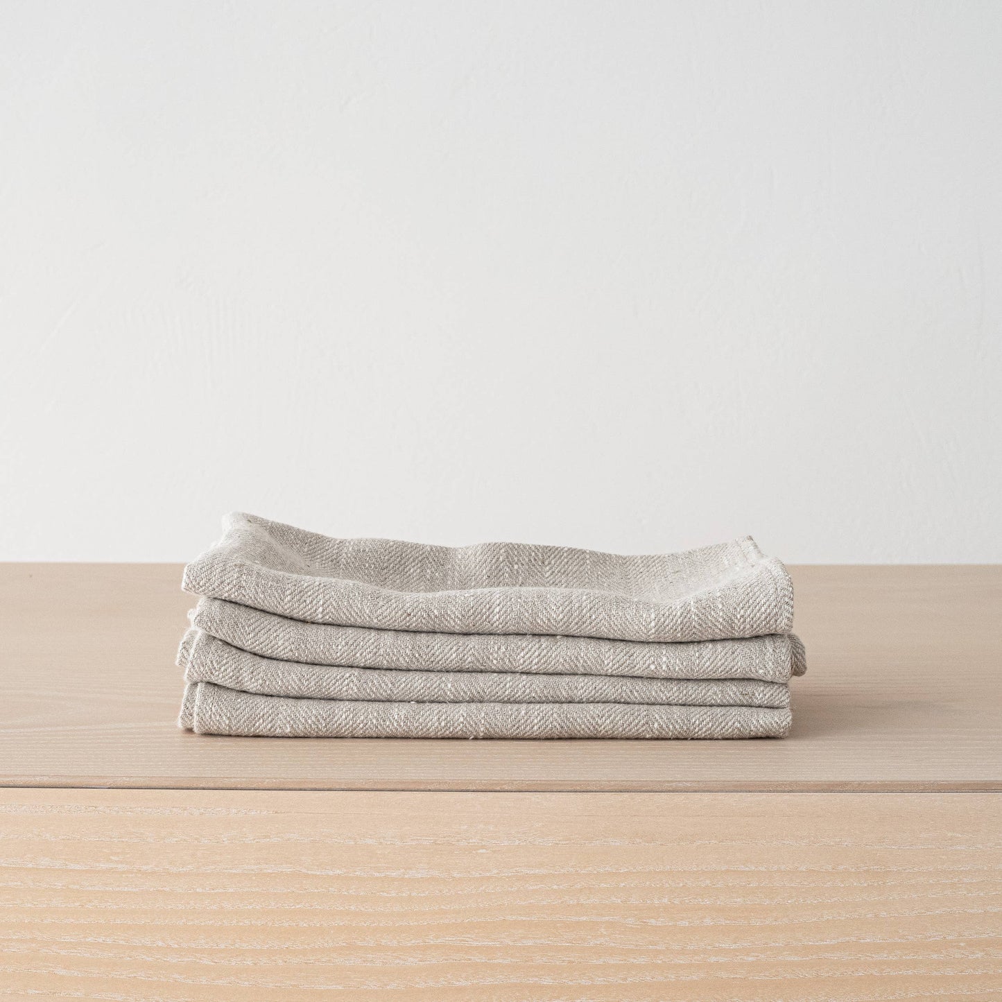 Linen Napkin Forest Green Natural Chevron, Washed linen.