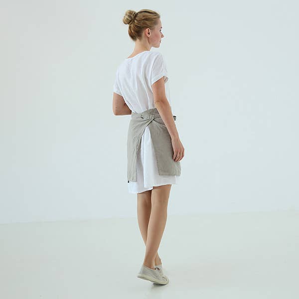Linen Cafe Apron - Taupe Stone Washed