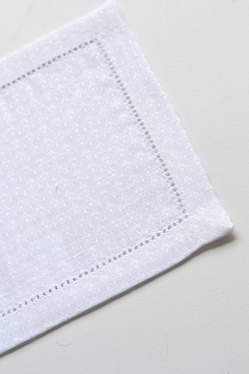 Textured Linen Cocktail Napkins – White