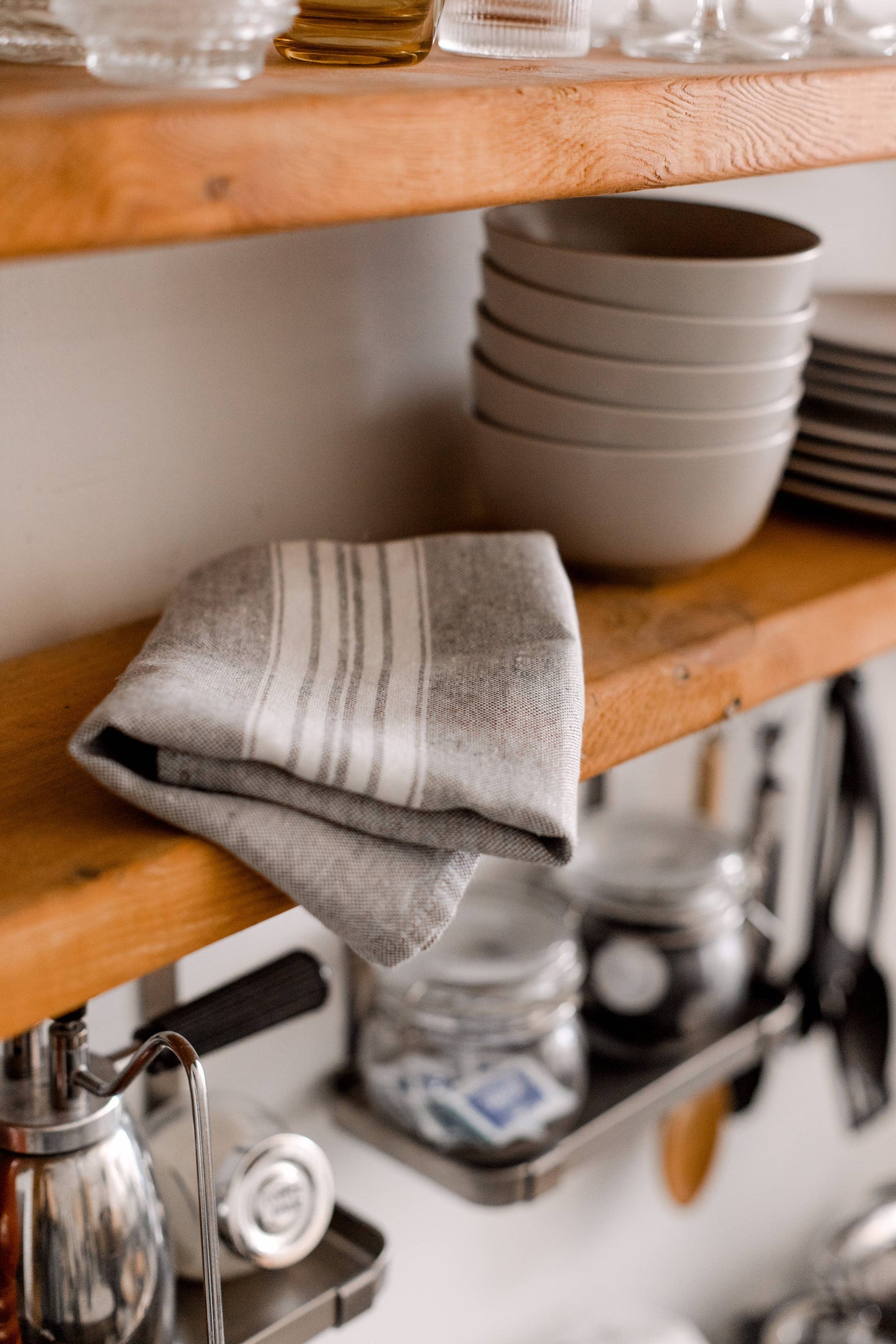 Maison Linen Tea Towel - Beige stripe