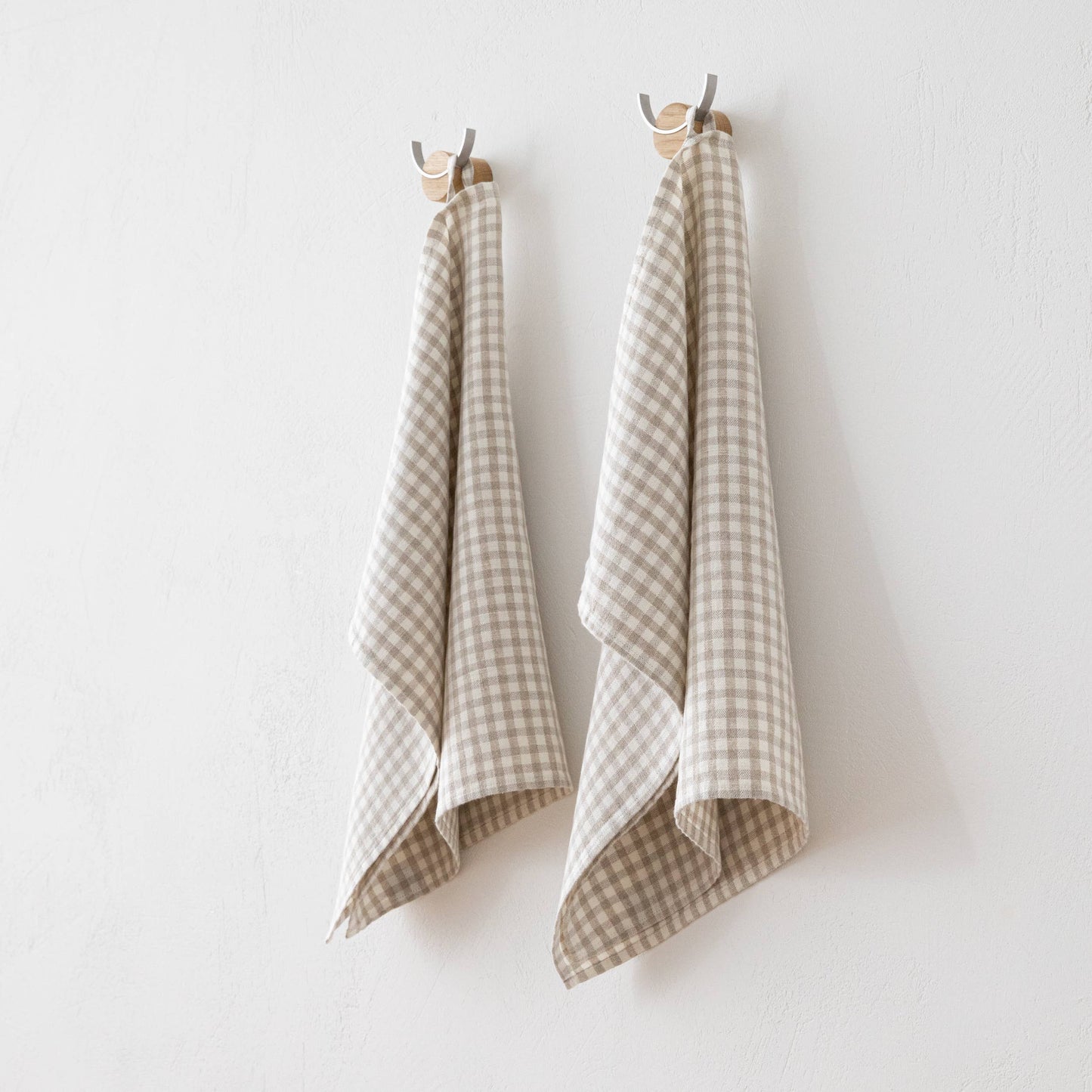 Linen Hand/Tea Towels - Gingham Check Natural