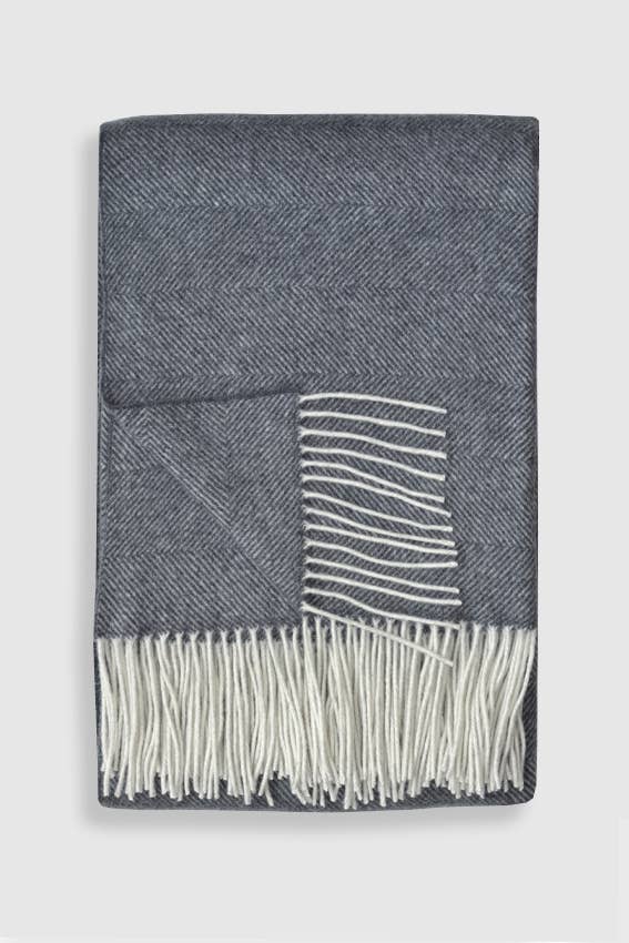 Langley Cashmere & Merino Wool Throw - Medium Grey