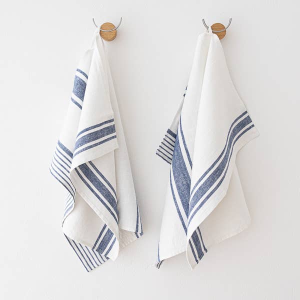 Linen Hand/Tea Towels - Indigo Tuscany