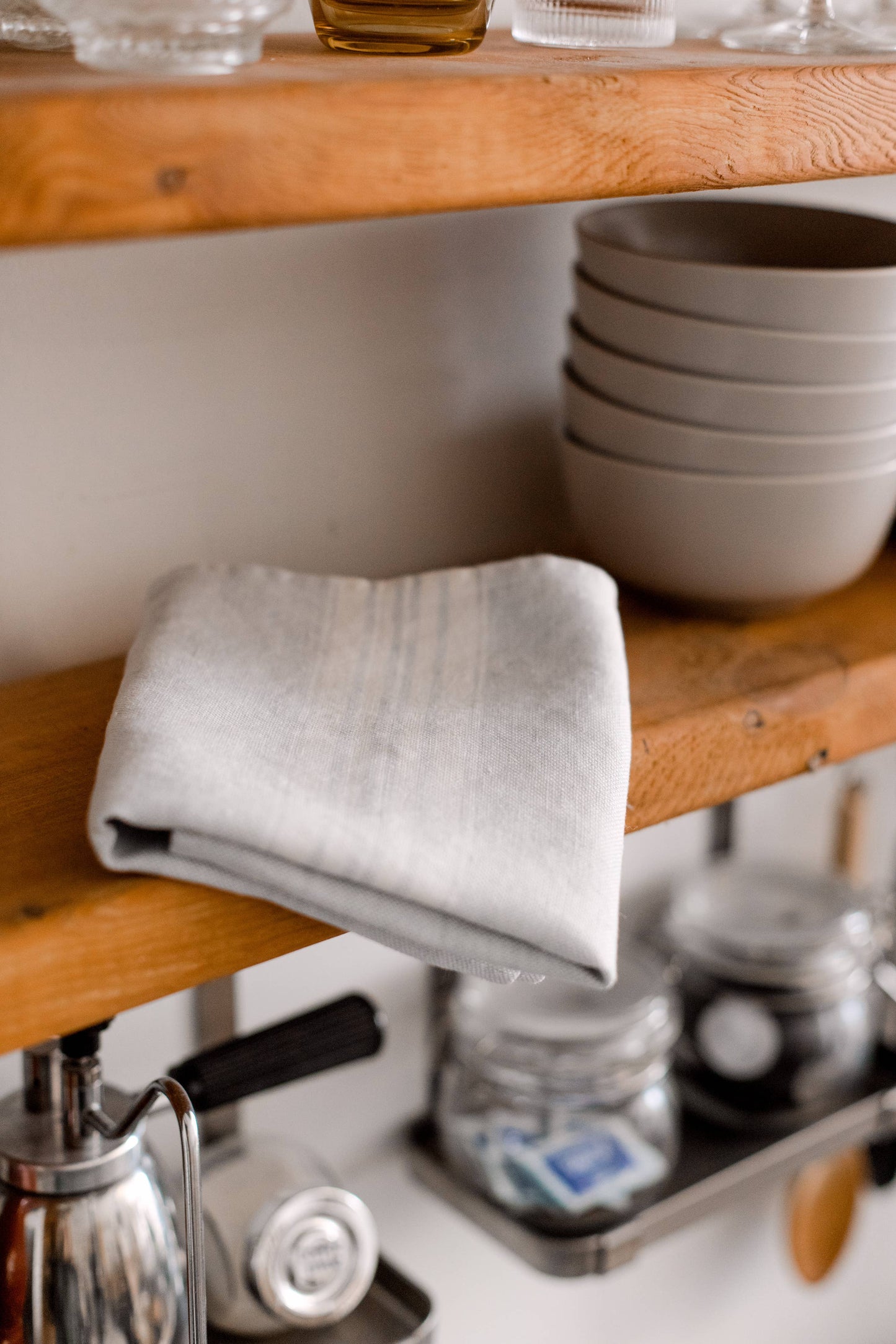 Maison Linen Tea Towel - Beige stripe