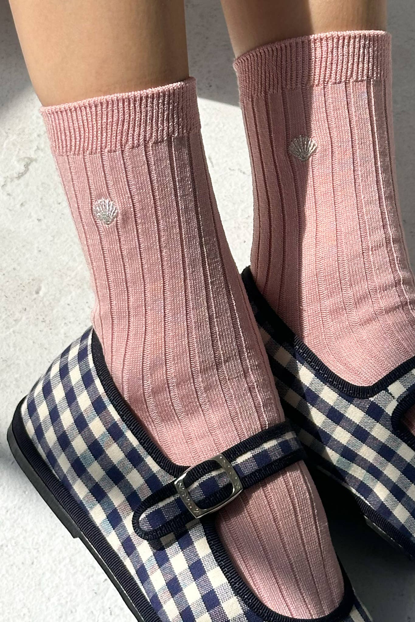 Embroidered Her Socks - Mercerized Combed Cotton Rib