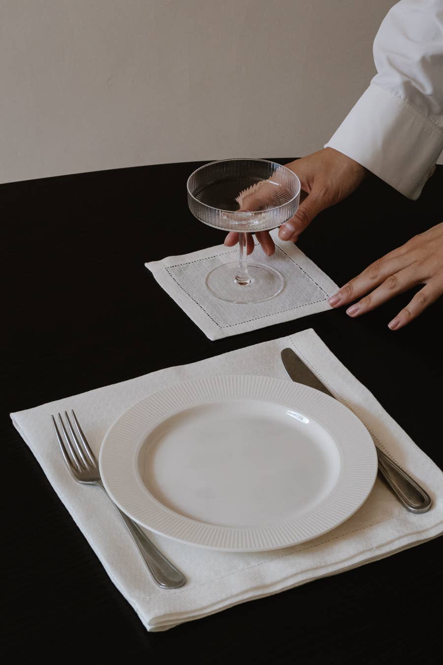 Textured Linen Cocktail Napkins – White
