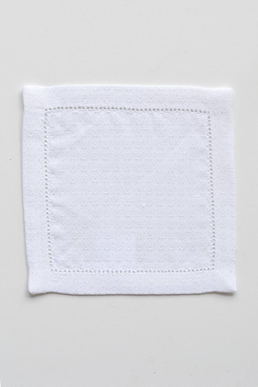 Textured Linen Cocktail Napkins – White