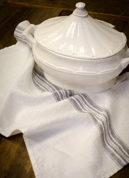 Maison Linen Tea Towel - Beige stripe