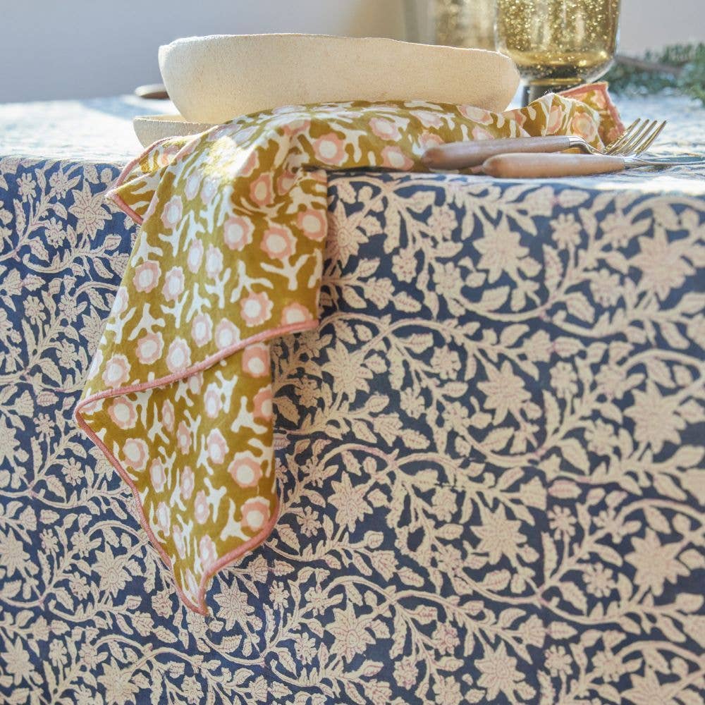Indian tablecloth with Goa Indigo floral print