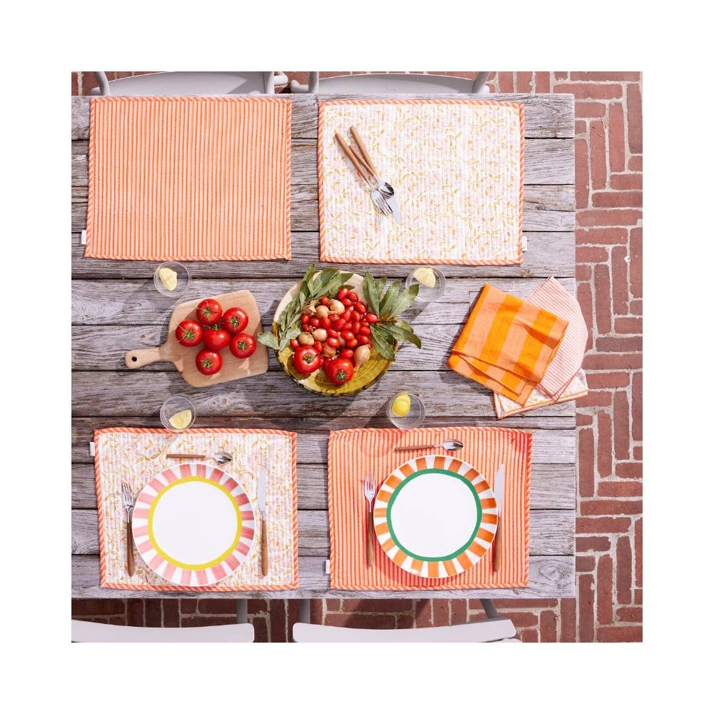 Block printed  Placemat - Petunia Rose