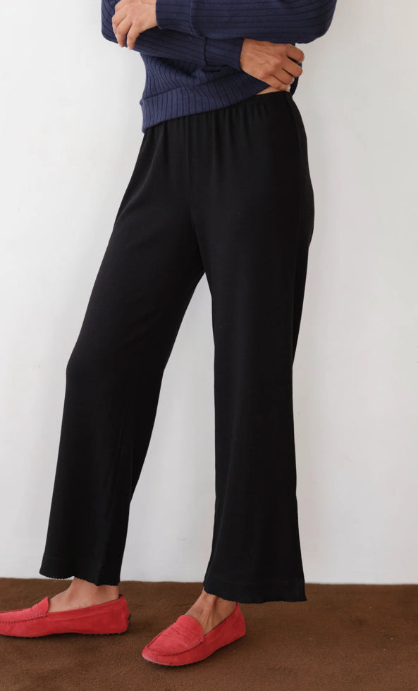 Baby Rib Scallop Pant - Jet