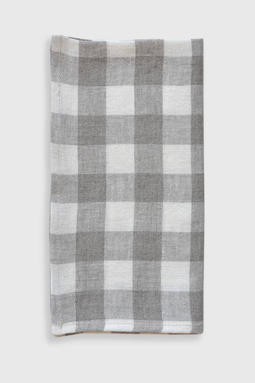 Linen Napkin - Grey check (set of 4)