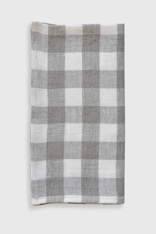 Linen Napkin - Grey check (set of 4)