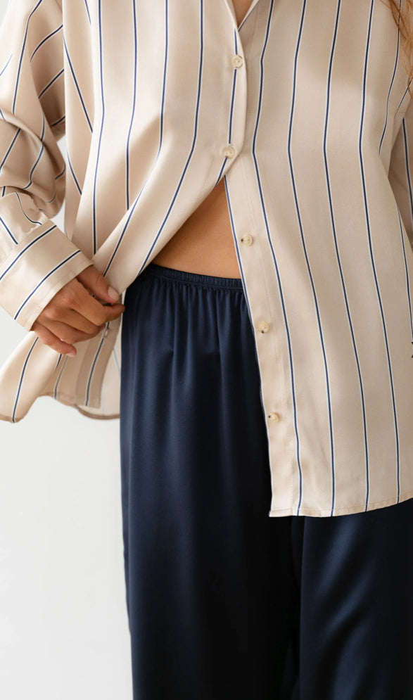 Silk Simple Pant - Navy