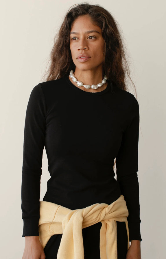 Baby Rib Scallop Long Sleeve Tee