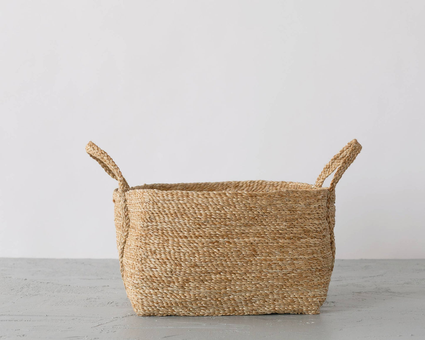 Square Basket with handle, jute - natural