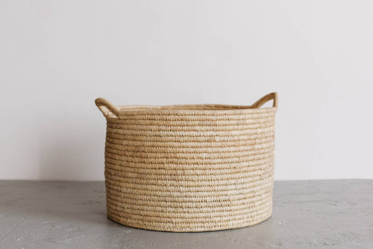 Round Laundry Basket - palm leaf