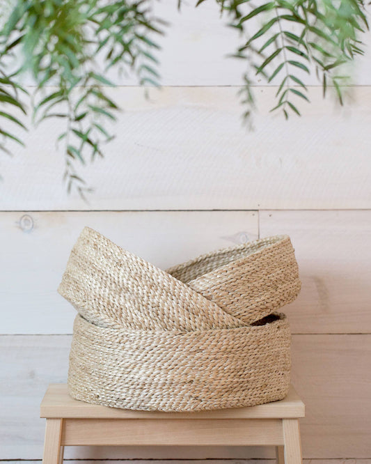 Round Tabletop Basket, jute - natural
