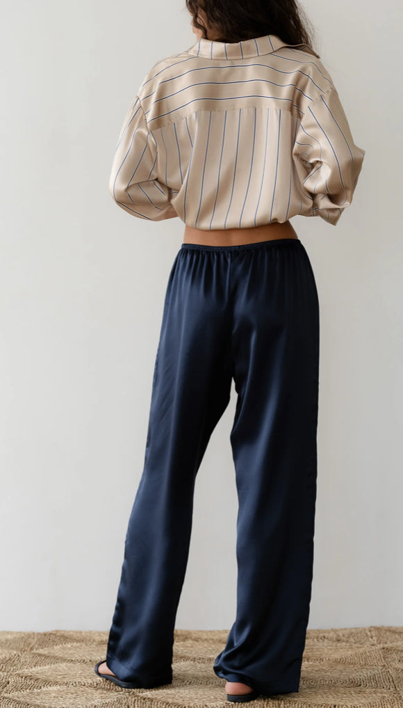 Silk Simple Pant - Navy
