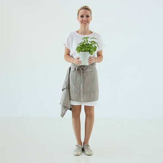 Linen Cafe Apron - Taupe Stone Washed