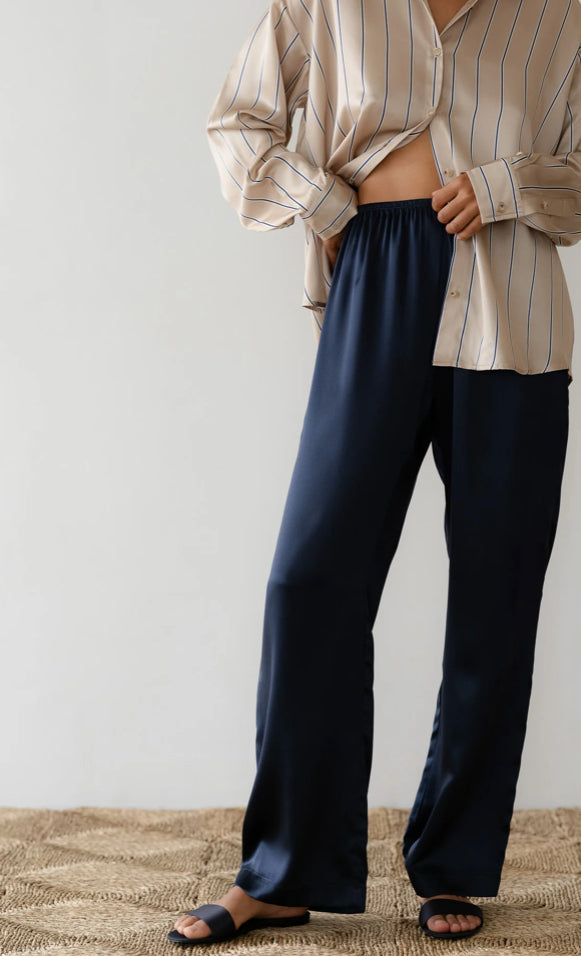 Silk Simple Pant - Navy