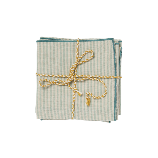 Aqua Striped Napkins - Set of 4