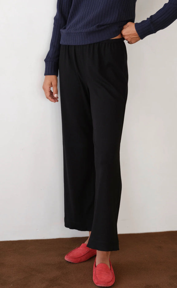 Baby Rib Scallop Pant - Jet