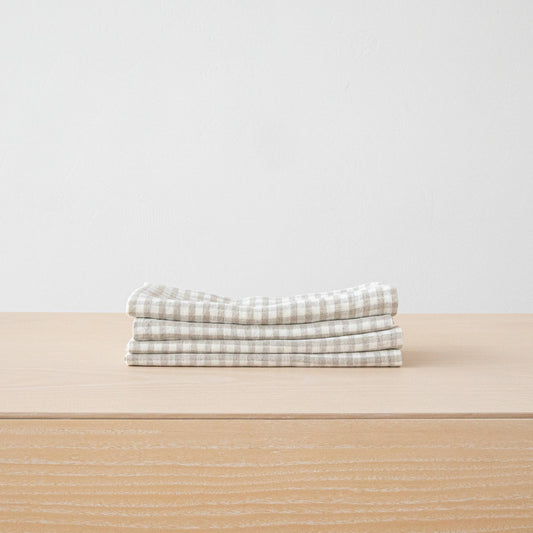 Gingham Check Linen Napkin - Farmhouse Style