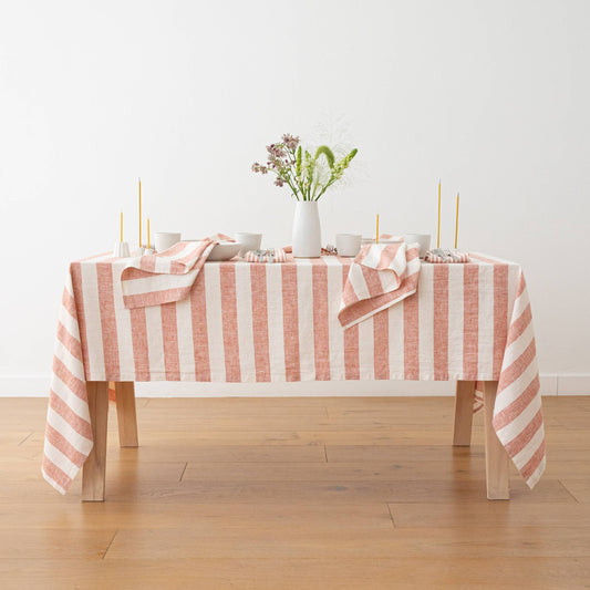 Linen Tablecloth - Brick/White Philippe