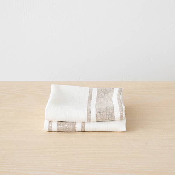 Linen Hand Towels Off White Grey Tuscany