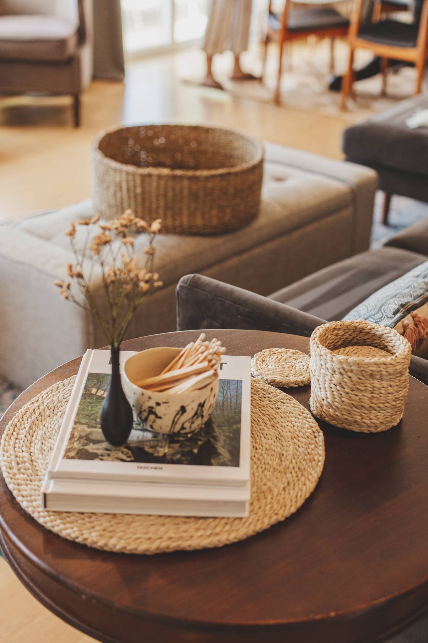 Round Woven Bowl, harvest
