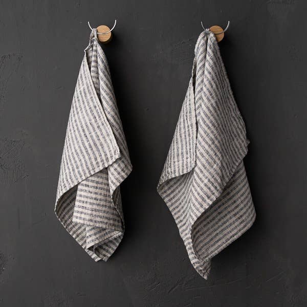Linen Hand/Kitchen Towels - Black/Natural Brittany