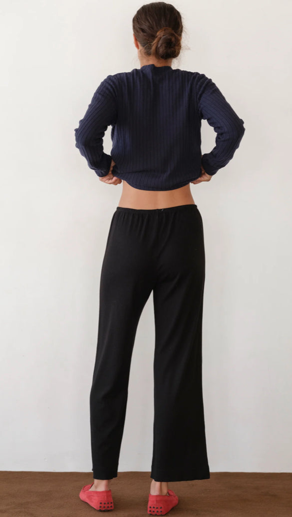 Baby Rib Scallop Pant - Jet