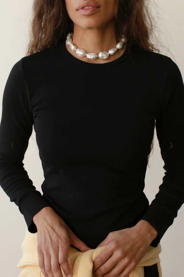 Baby Rib Scallop Long Sleeve Tee