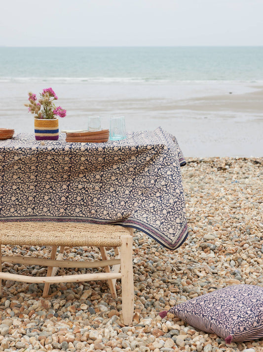Indian tablecloth with Goa Indigo floral print