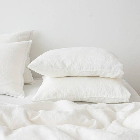 Stone-washed Linen Pillow Case - Set of 2 - White