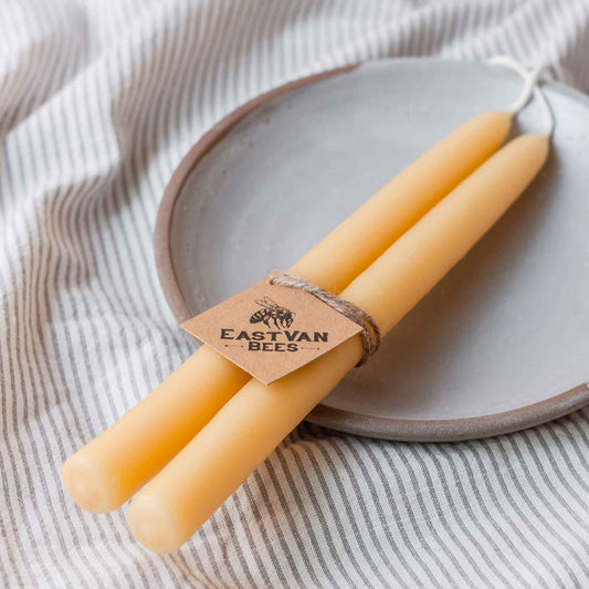 Pair of Hand-dipped beeswax taper Candles - 11”
