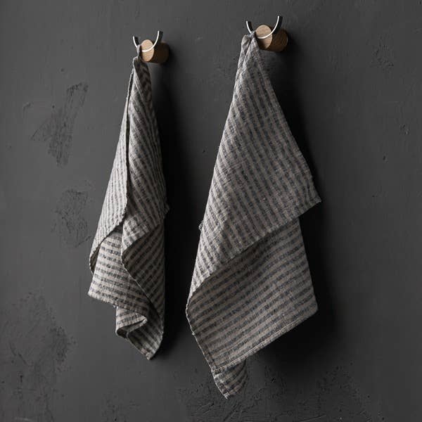 Linen Hand/Kitchen Towels - Black/Natural Brittany